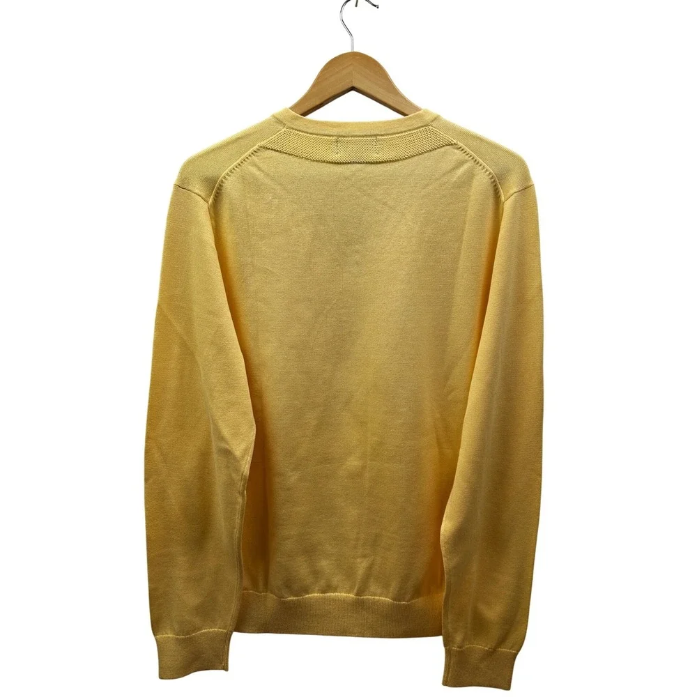Lands' End 100%‎ Supima Cotton V-Neck Sweater Mens Large Soft Yellow Classic NWT